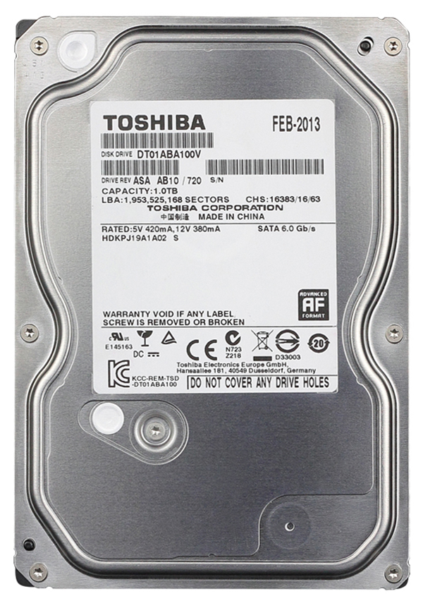 Ổ cứng HDD Toshiba 1TB 3.5 inch 7200RPM, SATA3 6GB/s, 32MB Cache - Chuyên dụng camera