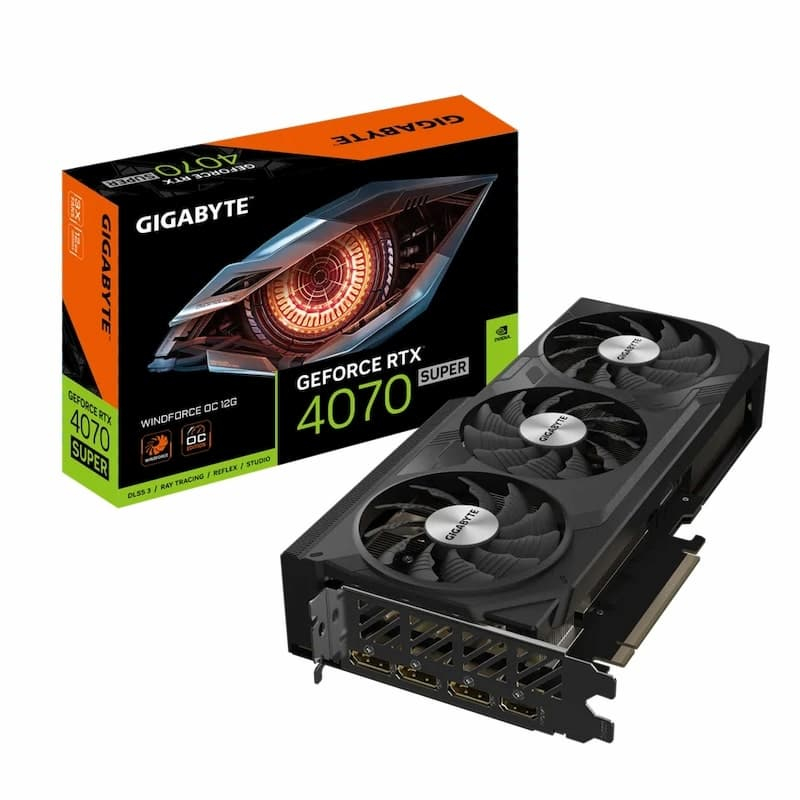 Card màn hình GIGABYTE GeForce RTX 4070 SUPER WINDFORCE OC 12G (GV-N407SWF3OC-12GD)