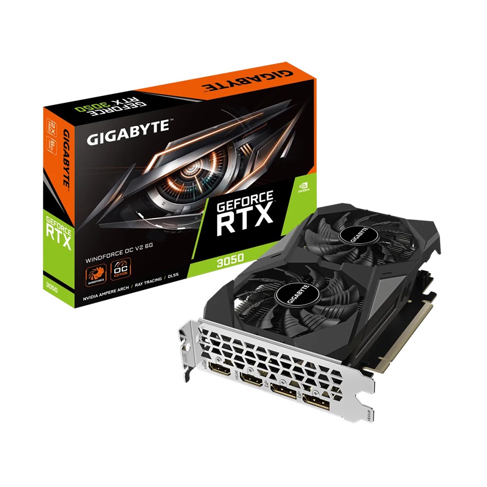 VGA Gigabyte RTX 3050 Windforce 6GB OC V2 (N3050WF2OC V2-6GD) (4 cổng xuất hình 2xHDMI và 2xDP)
